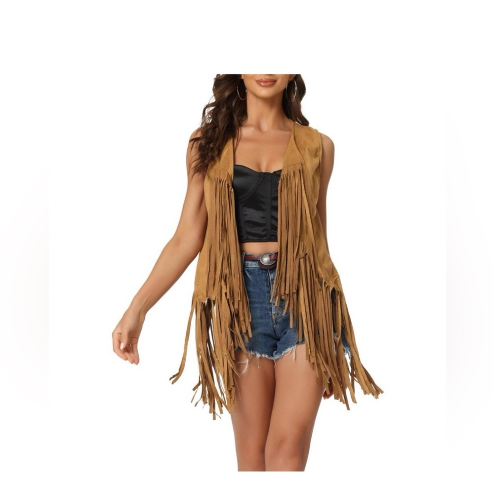 Fringed Tan Vest